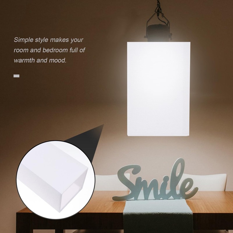 CALLARON White Square Lampshade E27 Fabric Lamp Shade Accessories 7.8