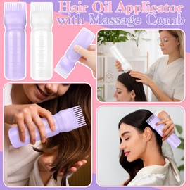 ProSuites 2 Pack Hair Oil Applicator Bottle for Scalp with Massage Comb,6 OZ Hair Oil Bottle Scalp Oil Applicator with Root Comb for Scalp, Shampoo Scrubber Applicator,Hair Dye Tools