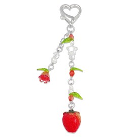 AGEN KGEN Aesthetic Y2K keychains Cute Butterfly Star Strawberry Bear Guitar Keychains Charms for Women Bag Purse Gifts (1x Green Leaf Strawberry)