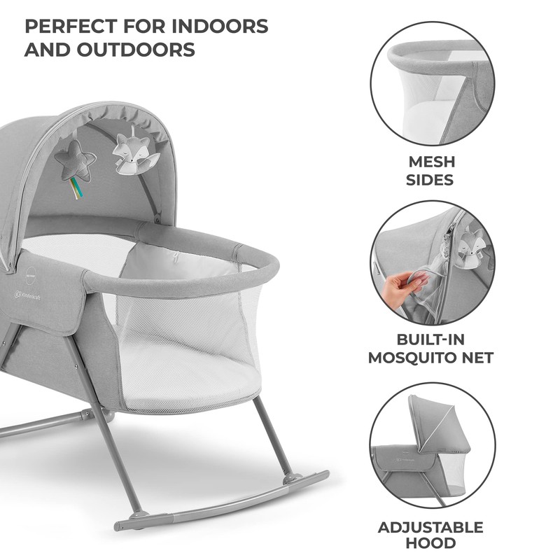 Kinderkraft LOVI Travel Bassinet for Baby, Portable Folding Baby Bed