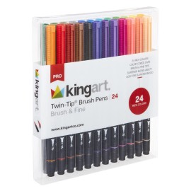 KINGART Dual Tip Brush Pens 24 Count Versatile Vibrant Art Markers Set