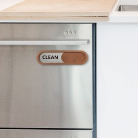 GEEKBEAR Clean Dirty Dishwasher Slider Sign (Brown) - Made with Premium MDF Wood - Wood Slider Indicator with Bold Text