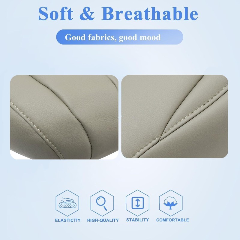 FZJDSD Tan Driver Side Bottom Replacement Leather Seat Cover Compatible