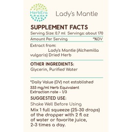 Lady's Mantle B120 Alcohol-Free Herbal Extract Tincture, Concentrated Liquid Drops Natural Lady's Mantle (Alchemilla vulgaris) (4 fl oz)