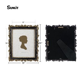 Sunlit Vintage Picture Frame 8x10 Inch, Luxury Antique Photo Frames with Glass Front, Photo Display, Tabletop Wall Hanging, Gift Ideas, Gold and Black