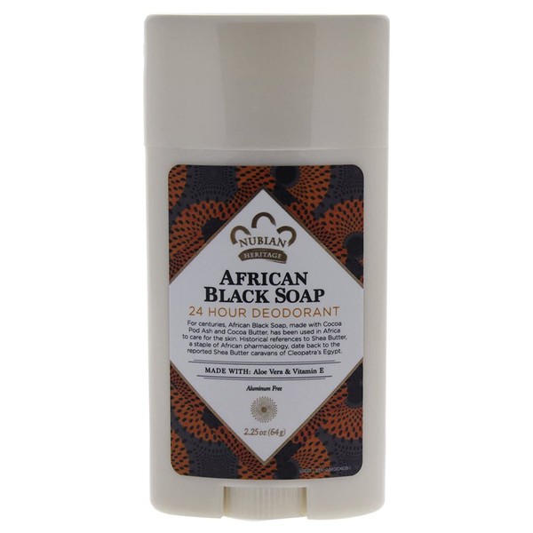 Nubian Heritage 24-Hour Natural Deodorant, African Black Soap 2.25 oz