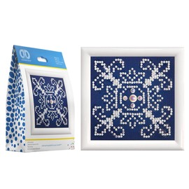 DIAMOND DOTZ White on Blue Kit with Frame Pattern Diamond Painting Kits for Adults - Diamond Art Kits a Relaxing Creative Craft Kit with Dotz Gems 3.5"x3.5"