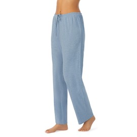 Nautica Womens Sleep Pants - Long Length, Breathable Pajama Bottoms - Cotton Knit Jersey Sleepwear and Loungewear - Heather Blue, Small