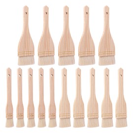 IHDYPPEW 15 PCS 1/2 / 3 Inches Flat Hake Brushes, Hake Brush with Wood Handle, Sheep Hair Hake Paint Brushes for Watercolor, Pottery, Painting Arts, Crafts