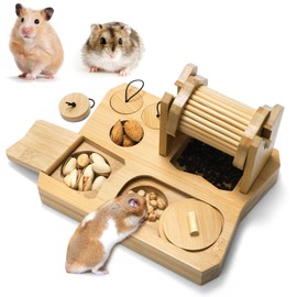 Mezchi Guinea Pig Foraging Toys, 6 in 1 Wooden Rabbit Enrichment Toys, Pet Interactive Hide Treats Puzzle Snuffle Game, Mental Stimulation Toy for Guinea Pigs, Rabbits, Hamster, Rat, Bunny