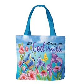 With God Religious Canvas Tote Bag Inspirational 14.5" x 15" Briarwood Lane