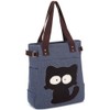 KAUKKO Women Canvas Handbag Shoulder Bag Cat Big Tote Bag