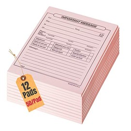 1InTheOffice Important Message Pink Pads, 4 1/4 x 5 1/2, 50/Pad, Dozen