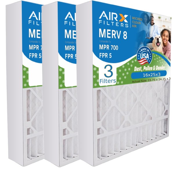 AIRX FILTERS WICKED CLEAN AIR. 16x25x3 Air Filter MERV 8