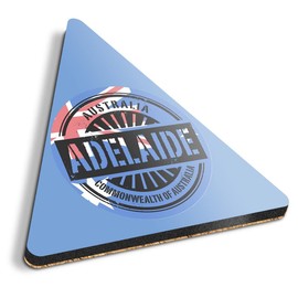 1 x Triangle Coaster - Adelaide Australia Australian Flag Cork Backed MDF Glossy Tea Coffee Accessory #6116