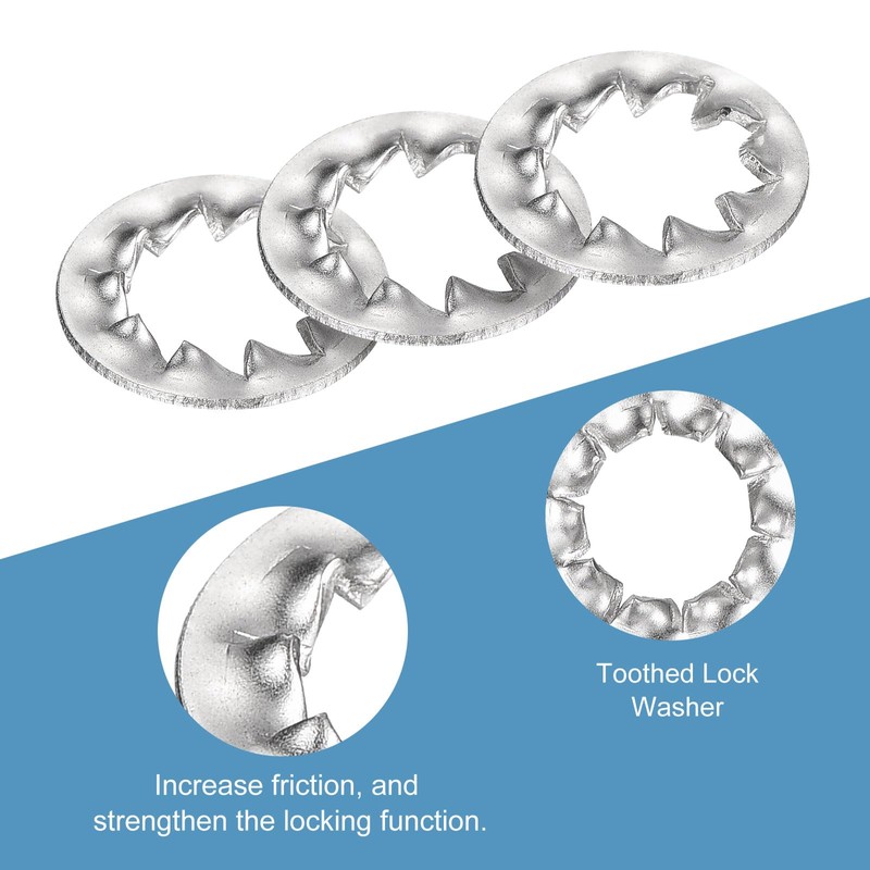 sourcing map M8 20Pcs Internal Tooth Washers, 304 Stainless Steel