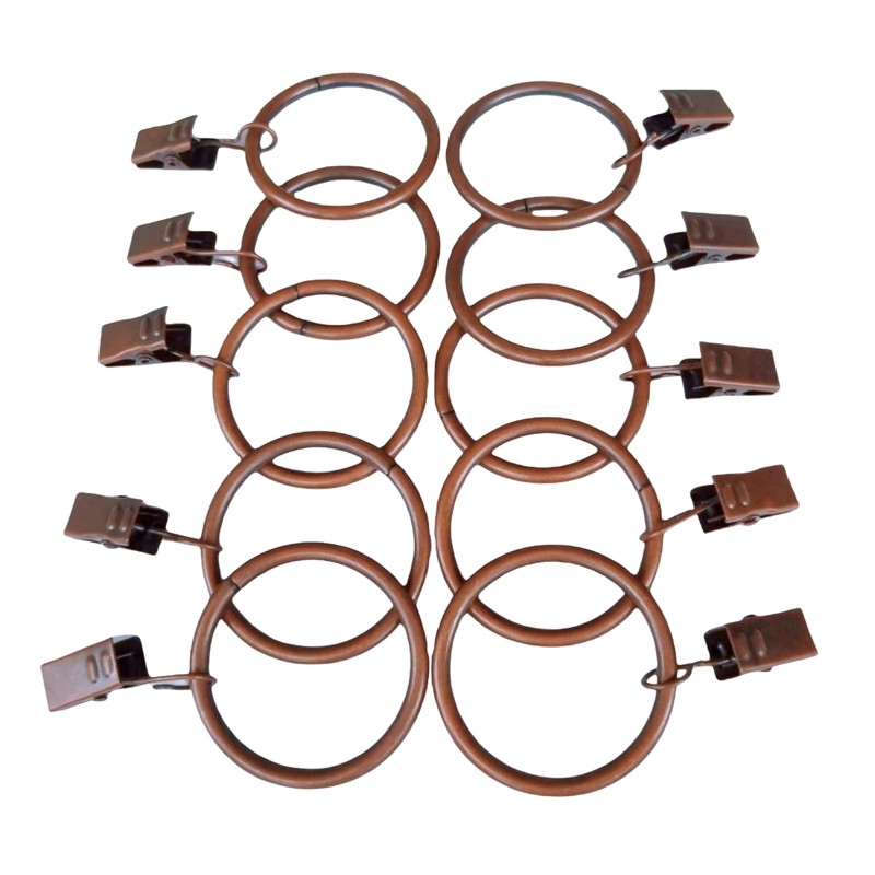 Xin store 40-Pack Copper Metal Curtain Rings with Clips (1.5")