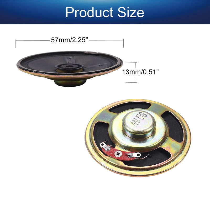 Fielect DIY Speaker 1W 8 Ohm 57mm Diameter Round Shape