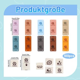 QckZee Pack of 50 Handmade Labels, Handmade Leather Labels for Sewing, Microfibre Leather Labels with Holes with Love Heart Leather Labels for Sewing on DIY Hats Clothing Sewing