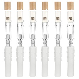 Helunsi 6 Set E12 Adjustable Candelabra Socket, Chandelier Fixture Sockets with Cardboard Insulators and White Chandelier Candle Sleeves Covers, for Chandelier Candelabra Light Parts Replacement Base
