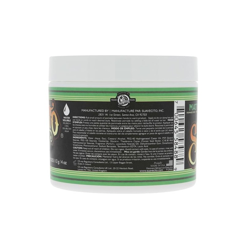 Suavecito Pomade - Pomada mate Suavecito, pomada mate sin brillo