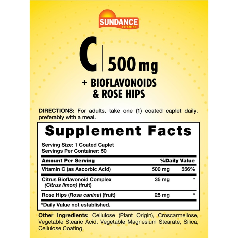 Sundance Vitamin C 500mg with Bioflavonoids and Rose HIPS |
