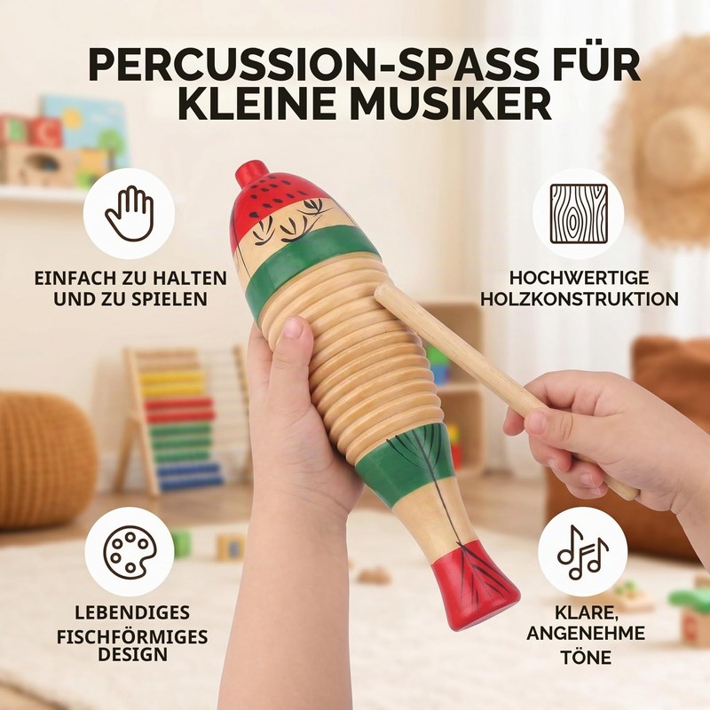 Colorful Guiro Wooden Fish Shaped Instrument Latin Percussion Musical Instruments