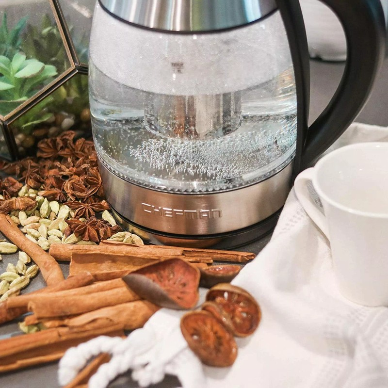Chefman, Cordless Glass Electric Kettle Boil Water Tea Infuser
