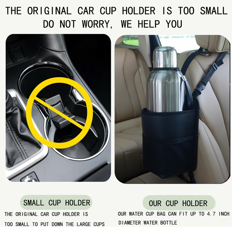 Large Car Cup Holder Expander, Fits Large 24/36/40/46oz Water Bottles,