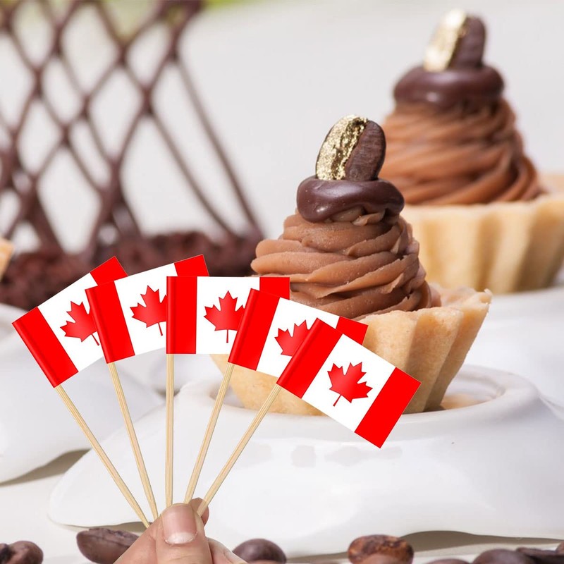 Canada Flag Skewers, Toothpicks with Canada Flag, Canada Cocktail Stick