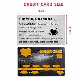 Richesele I Love You Grandma Engraved Wallet Card - Grandma Gifts from Grandson - Gifts for Grandma from Granddaughter