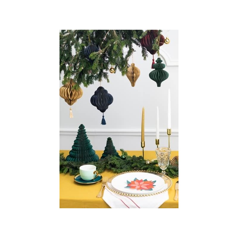 Paper Honeycomb Ornament, Bottle Green, 10 x 15 cm