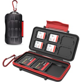 Kiorafoto 9 Slots Professional Water-Resistant Anti-Shock Holder Storage SD SDHC SDXC CF Memory Card Case Protector Cover with Carabiner for 6 SD Cards & 3 CF Compact Flash Cards