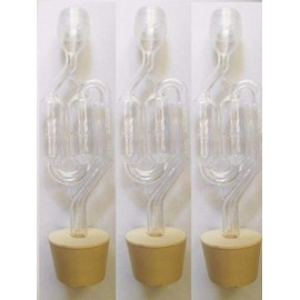 Vintage Shop S-Shape Airlock with #6 Stopper, (Bubble Airlock) (Pack of 3 each)