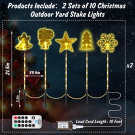 10 Pack Christmas Landscape Lights Outdoor Decorations, Snowflakes Waterproof Pathway Lights with Stakes, LED Night Lights for Outside Yard, Lawn, Patio, Walkway, Holiday Party Wedding Decor (Tree)