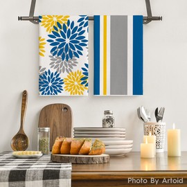 Artoid Mode Stripes Home Sweet Home Boho Spring Kitchen Towels Dish Towels, 18x26 Inch Seasonal Decoration Hand Towels Set of 4