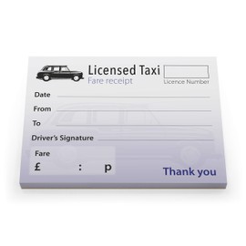 Taxi Receipt Pads, Pack of 10, (500 Receipts per Pack), Design 2