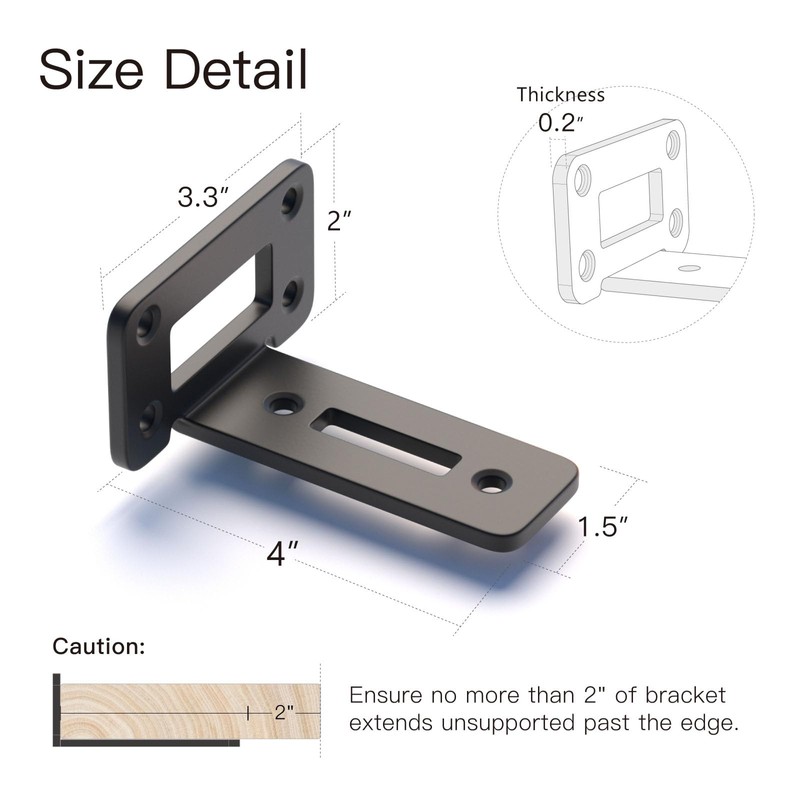 LEOPO 4 Inch 6 Pack Openwork T Shelf Brackets for