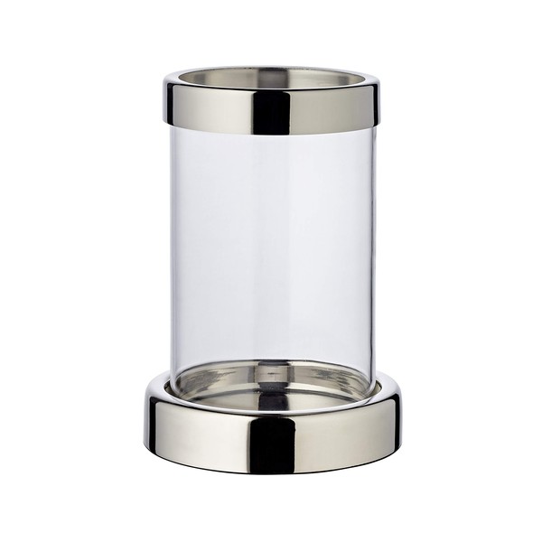 EDZARD Lanterna Sanremo, argentata, con vetro, altezza 16,5 cm, diametro 12 cm