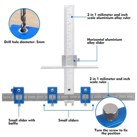 Metal Cabinet Hardware Jig, Punch Locator Drill Guide,Wood Drilling Dowelling Guide for Installation of Handles Knobs on Doors and Drawer, Cabinet Template Tool for Handles and Pulls