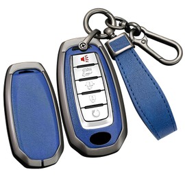 TECART 5-button Car Key Fob Cover Fit For Infiniti Key Case Protector Keychain Holder Fit For Q50 Q60 QX50 QX55 QX60 Blue