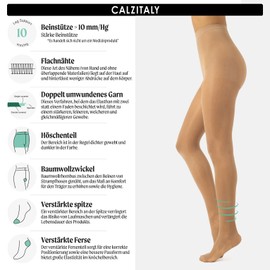 CALZITALY Support Tights with Strong Compression 10 mm/Hg, Fine Compression Tights Women, S, M, L, XL, XXL, 3XL, 4XL, 70 DEN, Made in Italy, 2 x natural tan