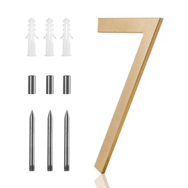 8 Inch Large house Numbers for Outside Modern Metal, Gold Address Numbers Gold Floating Mount Flush Mount Aluminum Home Address Numbers 7