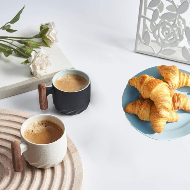 2 Stück Kaffeetasse 70ml, Espressotassen mit Henkel, Kaffeebecher, Kleine Cappuccino