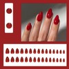 JUSTOTRY 24 Pcs Blood Red Solid Almond False Nails Short