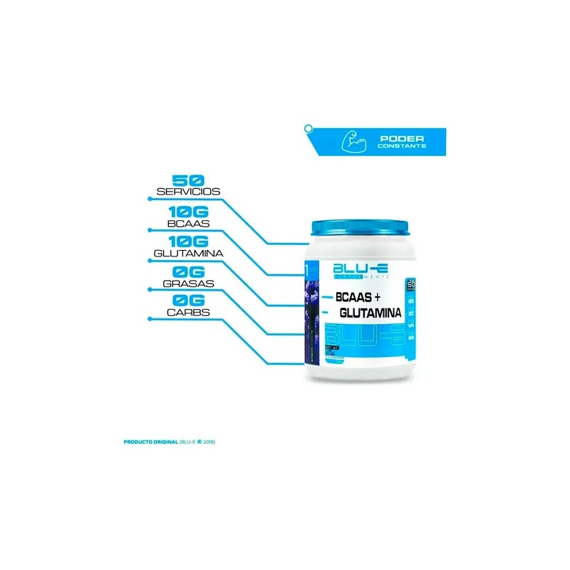Amino Bcaas + Glutamina Blu-e 1kg 50 Serv Varios Sabores