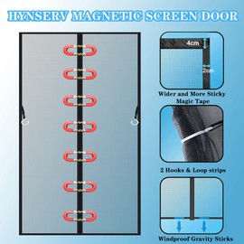 Magnetic Fly Screen Door Black 105 x 220 cm Auto Close Magnetic Adsorption Fly Curtain with Velcro Tape Washable for Balcony Door Sliding Door Windows