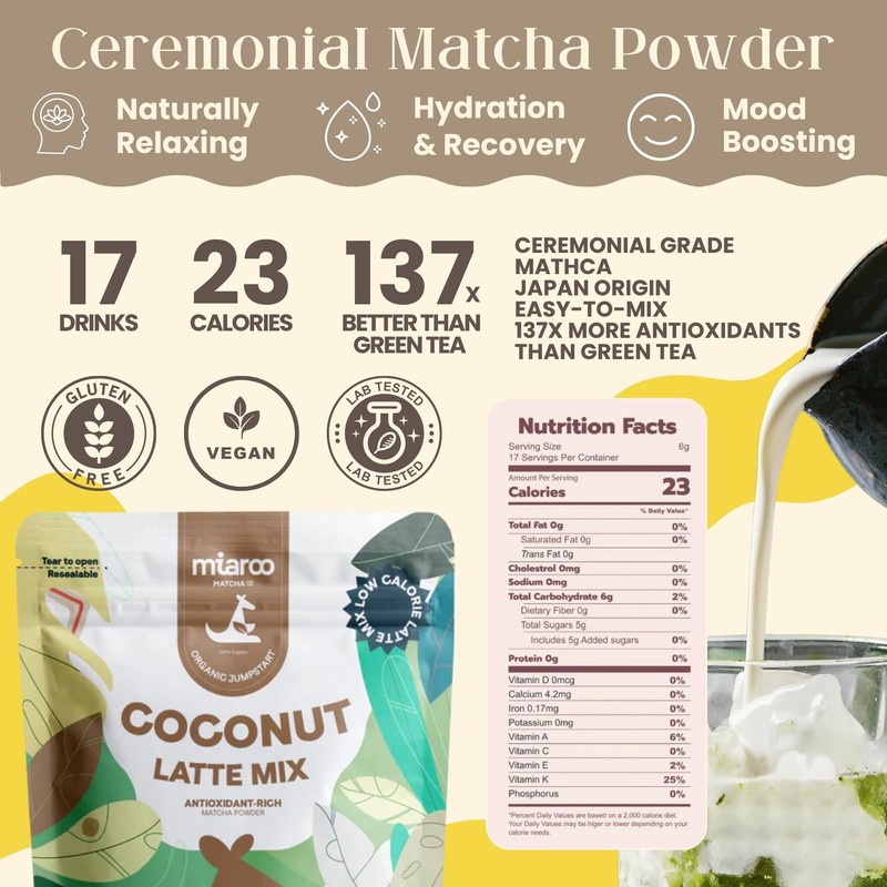 Organic Low-Calorie Matcha Latte - Coconut