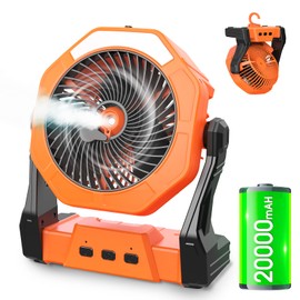Ausic Misting Fan Portable, [Max 70H Runtime] 20000mAh Outdoor Cooling Fans for Patio, Water Spray Fan with Led Light, Beach Travel Camping Essential, 8 Inch Battery Operated Rechargeable Fans