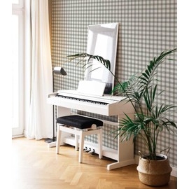 YXTII 17.3"×78.7" Plaid Wallpaper Stick and Peel, Striped Farmhouse Self Adhesive Contact Paper Wallpaper for Bathroom Bedroom Nursery Shelf Drawer Liner